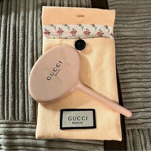 Gucci Beauty Peachy Pink Small Hand Held Mirror with Cotton Pouch